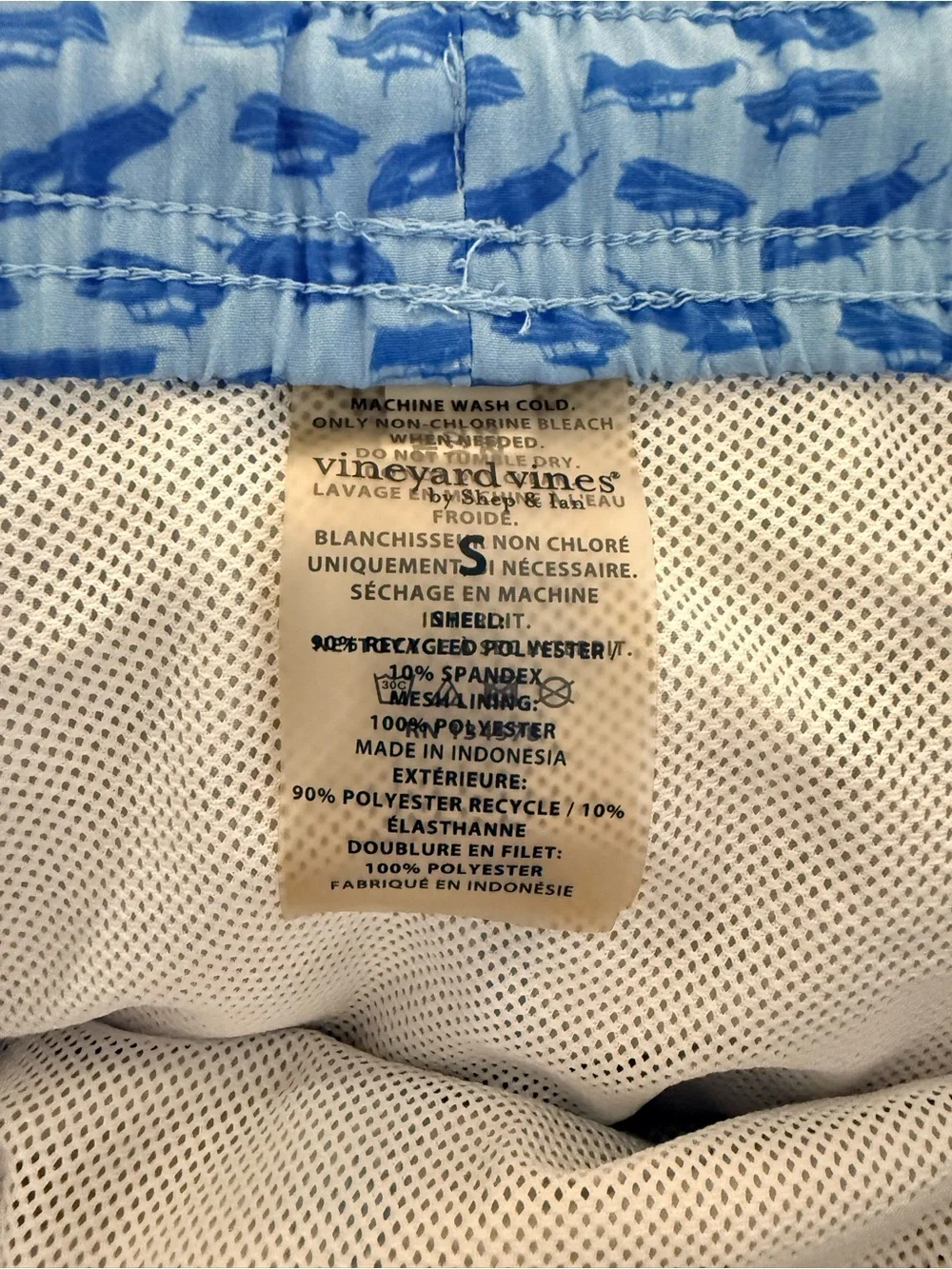 Vineyard Vines Men’s Swim Trunks Size Small Blue Boat Print Drawstring